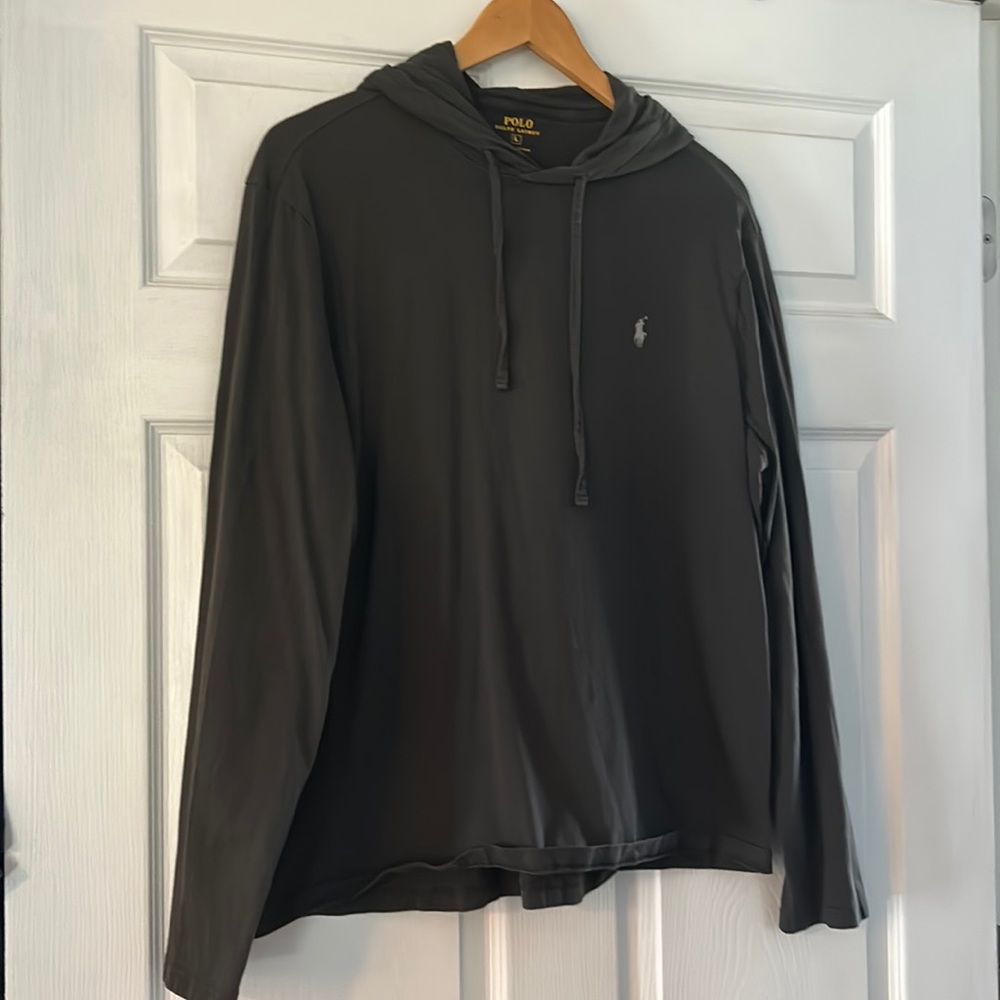 Dark gray polo long sleeve lightweight hoodie
